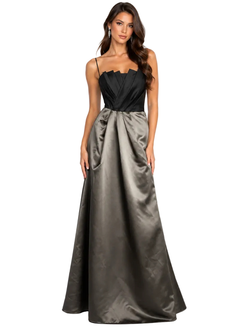 White by Vera Wang Black Draped Satin Strapless Gown – Size 2 / XS